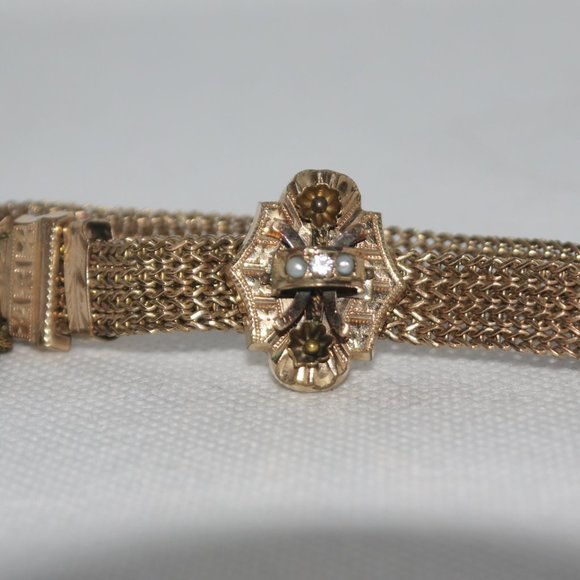 Antique Victorian GF Mesh Slider Bracelet - Picture 12 of 16